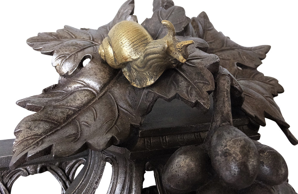 Iron Firefront With Grapes and Brass Snail Decoration-Firefronts-Andirons-Decorative Accessories-Fireplace Furniture-Fireplace Accessories-AD & PS Antiques