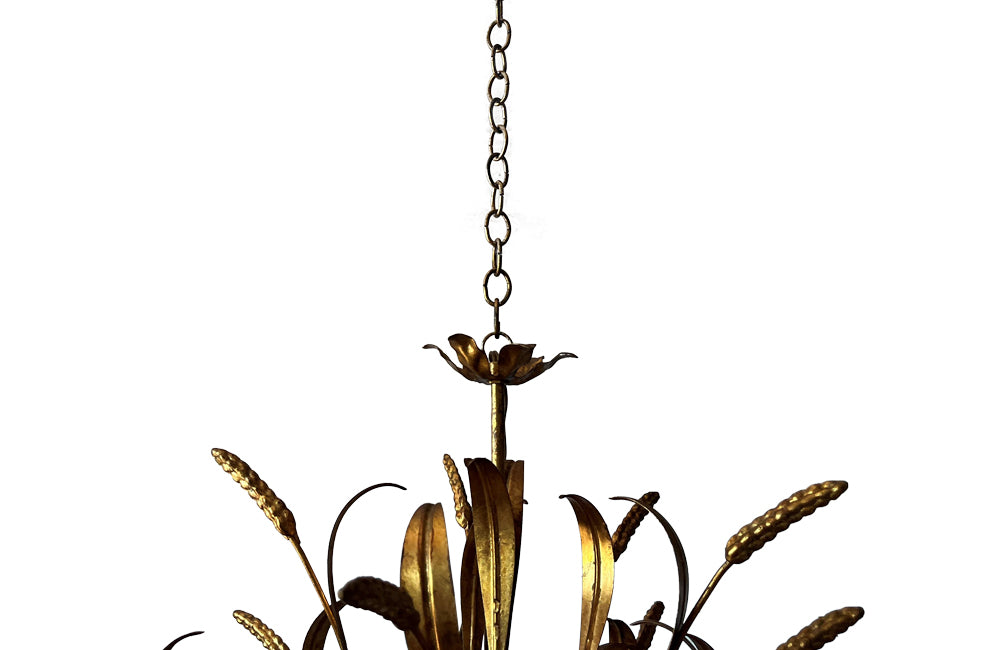 Large Wheatsheaf Gilt Metal Chandelier - Hollywood Regency - Mid Century Modern Lighting - French Decorative Antiques - Vintage Lighting - Large Chandelier - Hanging Light - Antique Lighting - Wheatsheaf Chandelier - Antique Shops Tetbury - adpsantiques - AD & PS Antiques