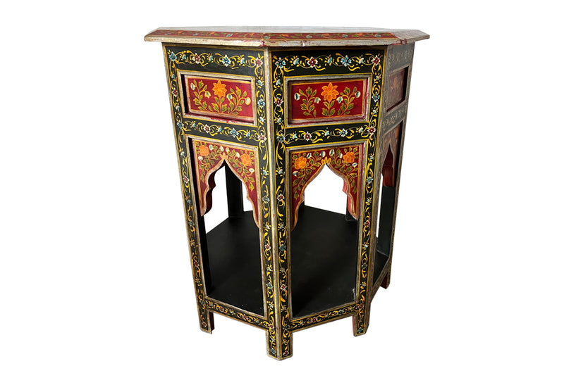 Moorish Painted Hexagonal Side Table - Decorative Antiques - Middle Eastern Furniture - Antique Side Table - Painted Decorative Antique Furniture - Antique Tables - AD & PS Antiques