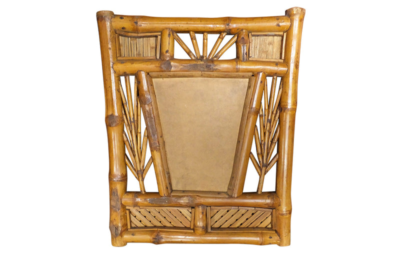 Decorative Vintage Bamboo Mirror-Mirrors-Vintage Mirrors-Bamboo Furniture Mid Century Modern Mirrors-AD & PS Antiques