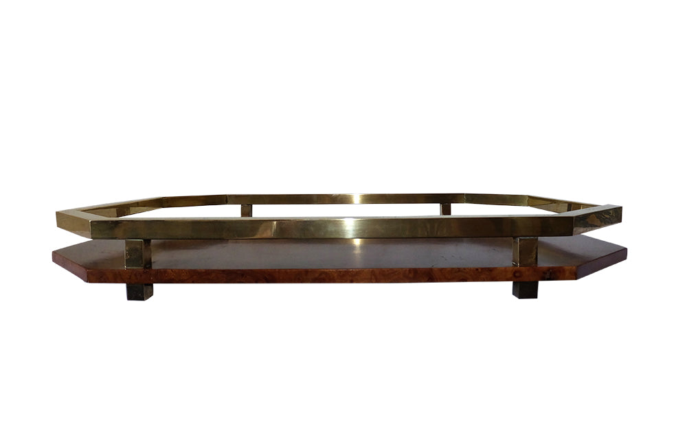 Chic Olivewood and Brass Tray-20th Century Olivewood and Brass Tray-Spanish Vintage Antiques-Decorative Accessories-Spanish Design-Spanish Antiques-Mid Century Modern-Vintage Entertaining-AD & PS Antiques