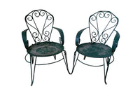 Pair of French iron garden armchairs- Garden Furniture- Iron Garden Chairs -French Antiques- Antique Garden Furniture- Vintage Garden Chairs -Seating - Art Populaire Furniture-AD & PS Antiques