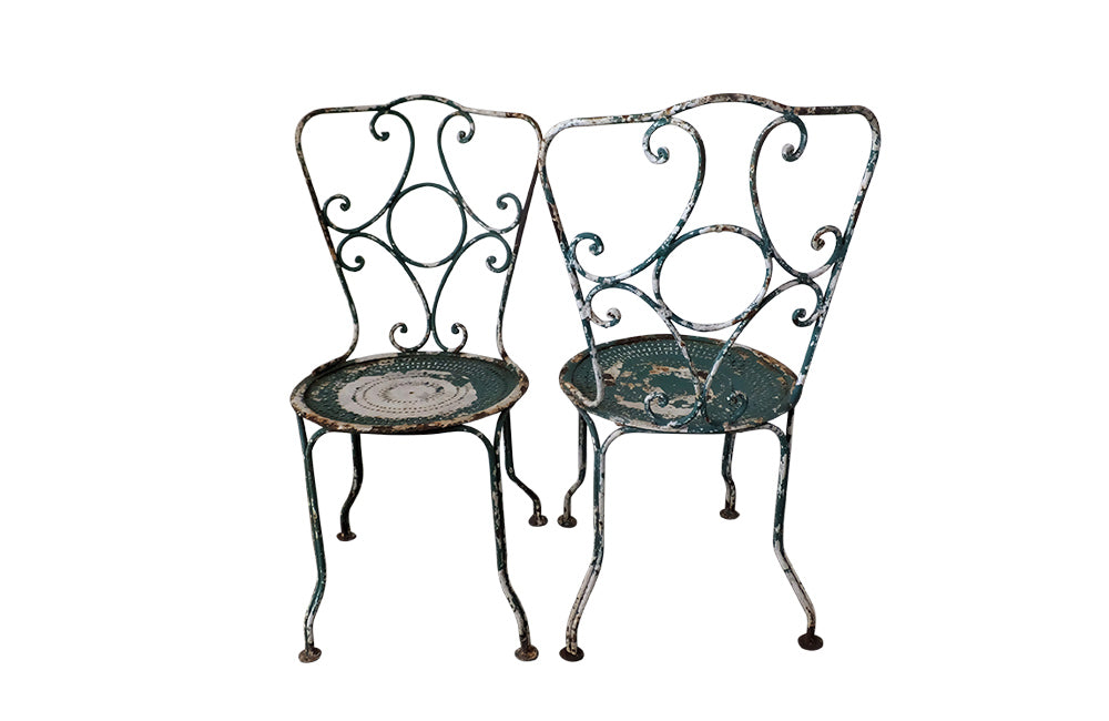 Pair of French Garden Chairs - Antique Garden Furniture - French Antiques -Garden Chairs - Iron Garden Chairs - Garden Antiques - Garden Furniture - Garden Seats - AD & PS Antiques