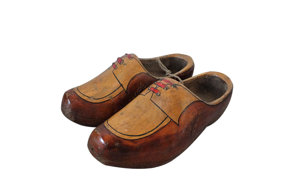 PAIR OF PAINTED WOODEN CLOGS