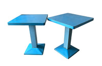 Pair Of Blue Iron Tolix Kub Tables - French Mid Century Furniture - Bistro Tables - Tolix Tables - Side Tables - Pairs of Tables - Iron Table - Mid Century Furniture - Vintage Tables - Blue Table - Dining Tables - Antique Shops Tetbury - adpsantiques - AD & PS Antiques