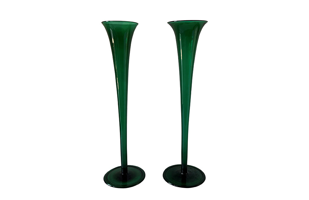 Pair of Tall Green Trumpet Vases - French Decorative Antiques - Decorative Antiques - Decorative Accessories - Green Vases - Pairs Of Vases - Antique Shops Tetbury - adpsantiques - AD & PS Antiques