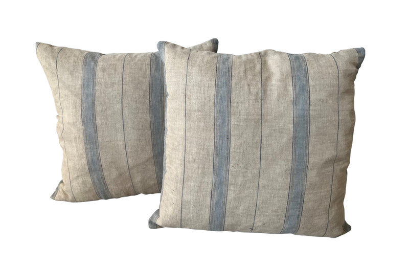 Pair Of French Antique Linen Cushions - French Decorative Antiques - Antique Textiles - Antique French Textiles - Cushions - Pillows - Soft Furnishings - Antique Decorative Accessories - Antique Shops Tetbury - adpsantiques - AD & PS Antiques
