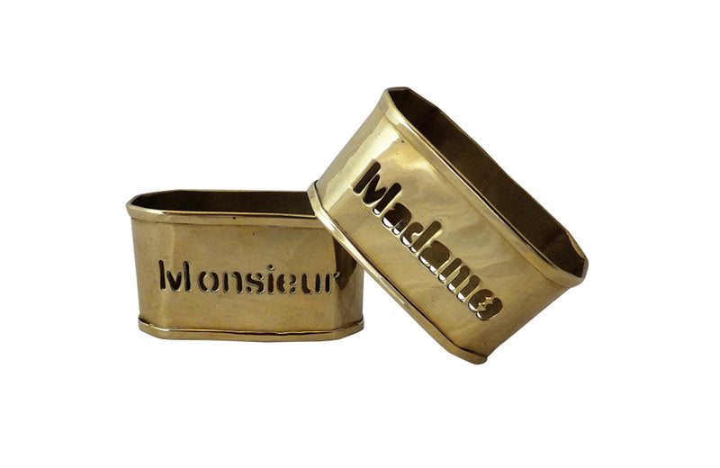 Pair of Madame and Monsieur Brass Napkin Rings - Decorative Accessories - French Decorative Antiques -Antique Gifts -Wedding Gifts - Antique Shops Tetbury - AD & PS AnPS Antiques
