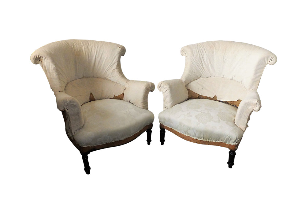 Pair of Large French Lambrequin Armchairs - Antique Armchairs - French Antique Furniture - French Antiques - Antique Chairs - AD & PS Antiques