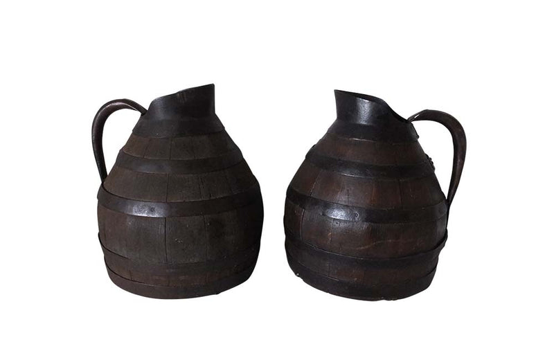 Pair of 19th Century Wine Jugs-Burgundy Wine Pitchers-French Antiques-Decorative Accessories-Kitchenalia-AD & PS Antiques