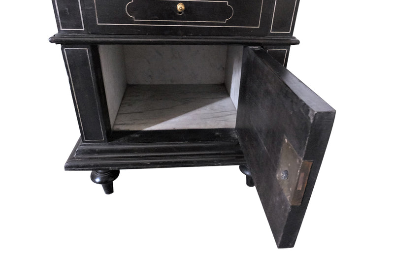 Pair Of French Napoleon III Ebonised Nightstands - Antique End Tables - Antique Bedside Tables - Chevets - Antique Side Tables - Antique Tables - French Antique Furniture - French Antiques - Decorative Antiques - Inlaid Furniture - AD & PS Antiques