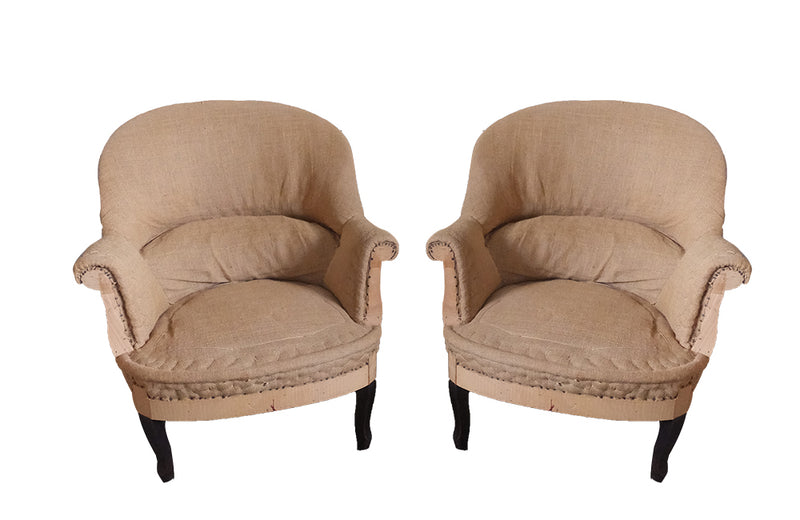 Pair of French Armchairs-French Antiques-French crapauds-Upholstered Arnchairs-Antique Seating-Napoleon III Armchairs-AD & PS Antiques