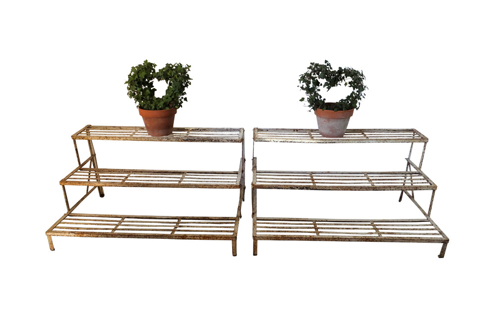 Pair of French Iron Plant Stands-Florist Stands-Garden Furniture-Garden Antiques-French Antiques-AD & PS Antiques