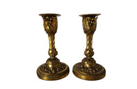 Pair of Small Gilt Bronze 19th Century French candlesticks-Antique Candlesticks-Candle Holders-French Antiques-Decorative Accessories-Decorative Antiques-AD & PS Antiques
