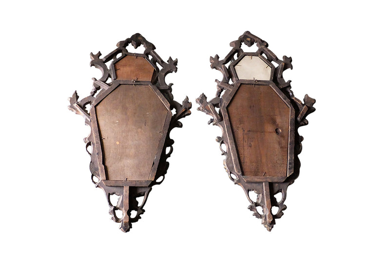 Pair of 19th Century Venetian Mirrored Appliques – Antique Wall Lights – Antique Mirrors - Italian Antiques - Wall Decoration - Carved Mirrors - Decorative Antiques - AD & PS Antiques