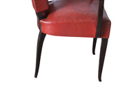 PAIR OF RED LEATHER BRIDGE CHAIRS