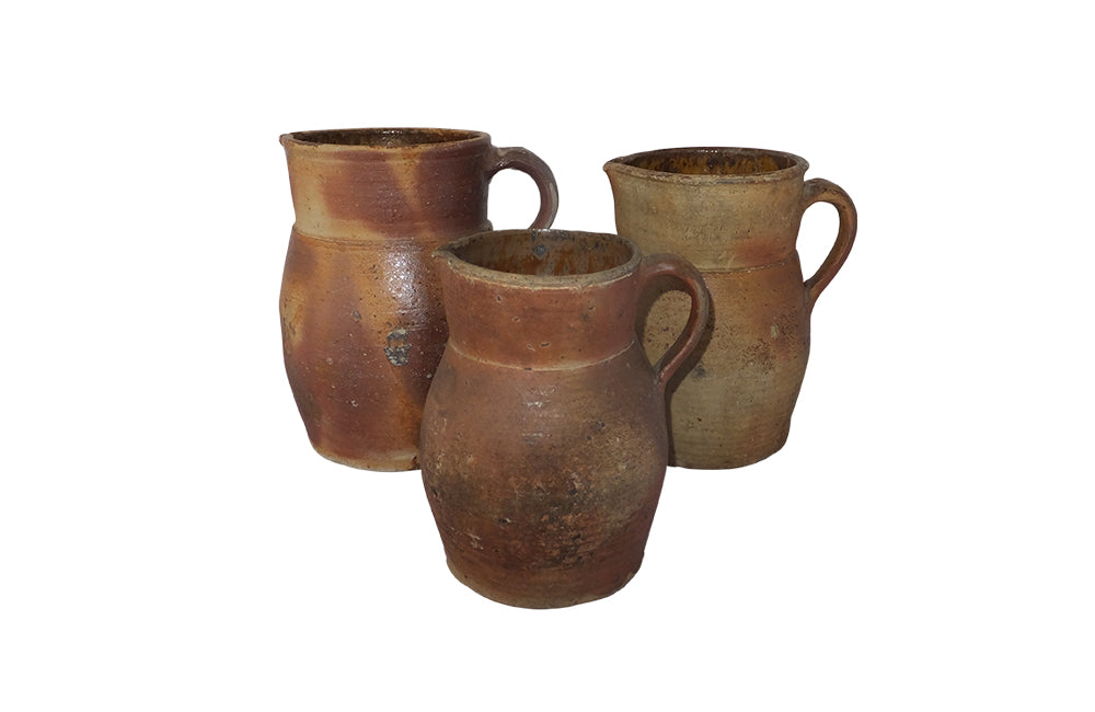 Collection of Three Stoneware Jugs-French Pottery Jugs-Antique Pottery-Decorative Accessories-Decorative Antiques-AD & PS Antiques