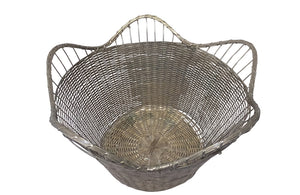 LARGE FRENCH SILVER PLATE WOVEN BASKET