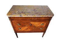 Small Marquetry French Commode-Marquetry Chest Of Drwaers-Louis XVI Revival Commode-Marble Top Chest of Drawers-French Antiques-Commodes & Chests of drawers-AD & PS Antiques