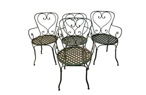 Set Of Four French Iron Green Garden Armchairs - French Garden Antiques - Garden Antiques - French Garden Chairs - AD & PS Antiques