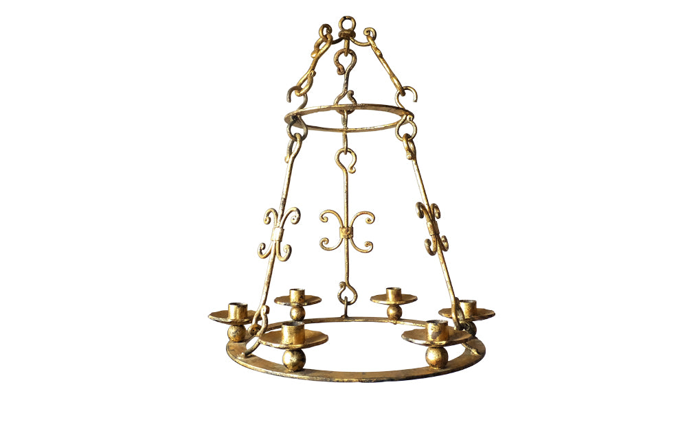 Spanish Gilt Iron Hanging Light – Vintage Lighting – Vintage Chandelier – Spanish Mid Century Modern – 18th – 20th Century Decorative Antiques – Antiques Tetbury – AD & PS Antiques