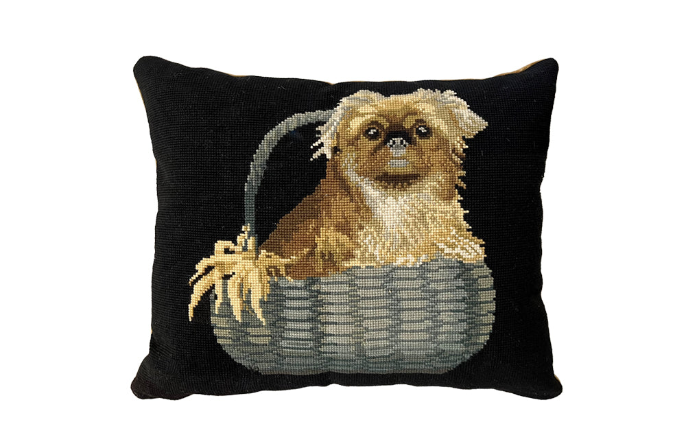 Pekingese Dog Tapestry Cushion - Antique Textiles -French Decorative Antiques - Decorative Accessories - Antique Cushion - Tapestry Cushion - Dog Antiques - Antique Shops Tetbury - adpsantiques - AD & PS Antiques