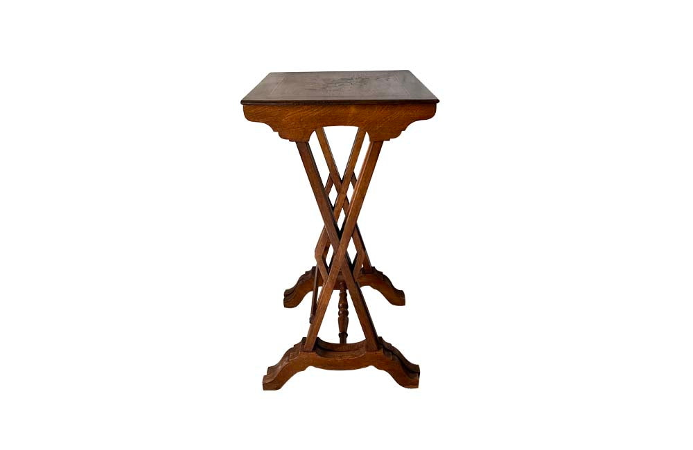 Aesthetic Movement Nest of walnut occasional tables with inlaid decoration - French Antique Furniture - French antiques - Decorative Antiques - Antique Side Tables - Antique Side Tables - AD & PS Antiques 