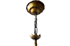 Spanish Giltmetal Bulrush Chandelier - Mid Century Lightin - Spanish Vintage Lighting - Vintage Lighting - Vintage chandelier - Mid Century Chandelier - Lighting - Ferrocolor - Hanging Light - Gilt Metal - Antique Shops Tetbury - adpsantiques - AD & PS Antiques