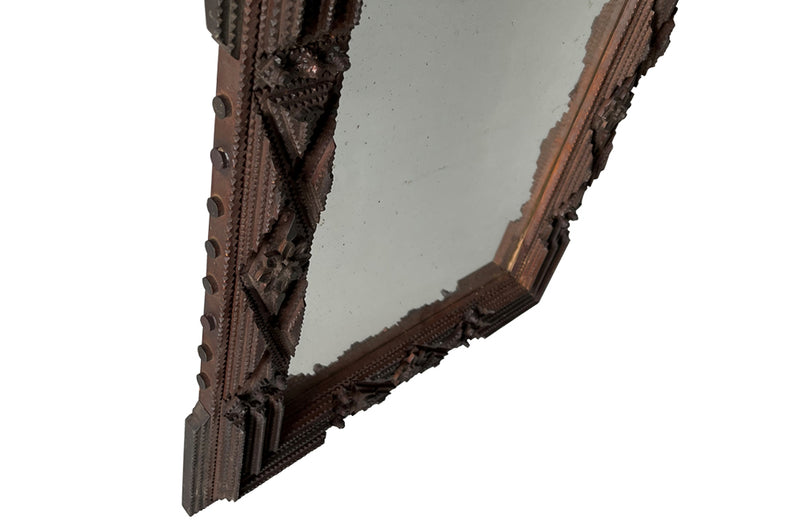 French Antique Tramp Art Mirror - French Decorative Antiques - Antique Mirrors - Folk Art - Tramp Art - Art Populaire - Mirrors - Decorative Mirrors - Antique Shops Tetbury - adpsantiques - AD & PS Antiques