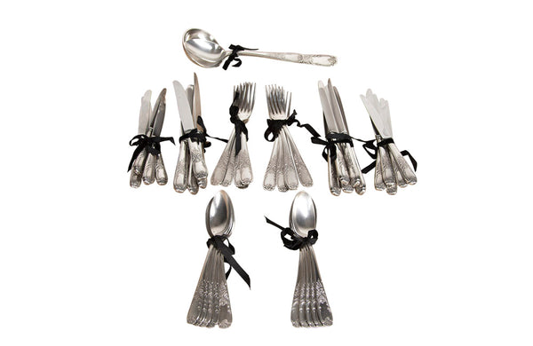 FRENCH FORTY-TWO PIECE SILVER PLATE CUTLERY SERVICE