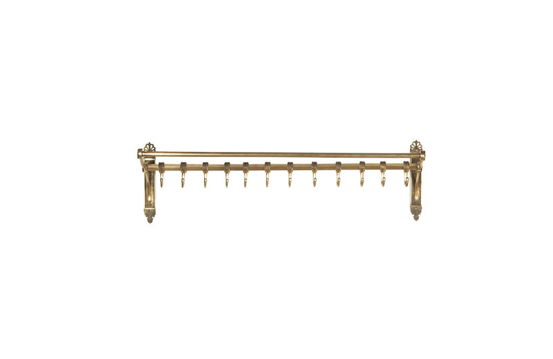 Large French Neo-Classical Revival Brass 12 Hook Wall Rack - Coat Rack - Antique Coat Rack - French Antiques – Decorative Antiques - AD & PS Antiques