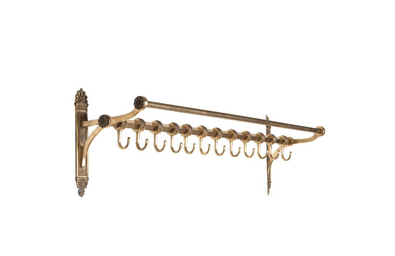 Large French Neo-Classical Revival Brass 12 Hook Wall Rack - Coat Rack - Antique Coat Rack - French Antiques – Decorative Antiques - AD & PS Antiques