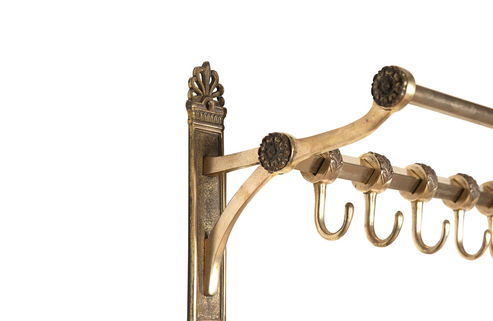 Pair of French Antique Coat Rack Hooks, Hardware to Attach, Brass