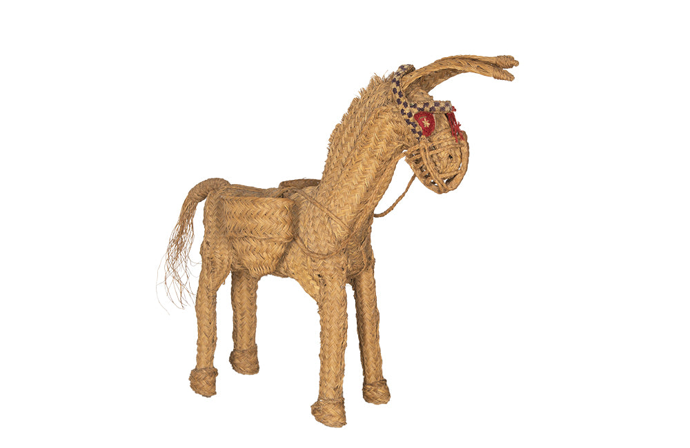 Small Vintage straw sculpture of a donkey 9¾ – Chez Pluie