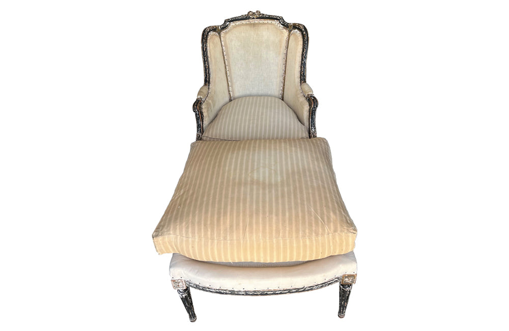 Louis XVI Revival Duchesse Brisee - French Antique Furniture - Antique Daybed - French Antiques - Antique Armchair  - AD & PS Antiques