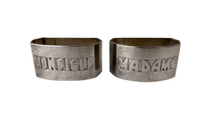 Pair of Art Deco Madame and Monsieur Napkin Rings - Decorative Antiques - Silverplate Napkin Rings - Decorative Accessories - Serviette Rings - Wedding Gigts - Mr & Mrs - Fine Dining Accessories - Silver Plate Accessories - Antique Shops Tetbury - Art Deco Antiques - adpsantiques - AD & PS Antiques