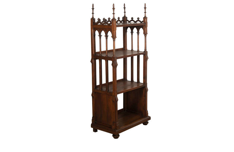 Neo-Gothic Revival Walnut Shelves - French Walnut Shelves - Antique Decorative French Furniture - Decorative Antiques - AD & PS Antiques
