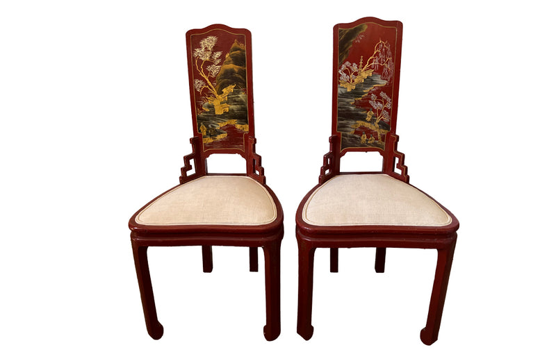 Pair Of French Chinoiserie Side Chairs - Antique Chairs - French Antique Furniture - Art Deco Chairs - French Antiques - Decorative Antiques - AD & PS Antiques
