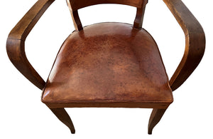 Pair Of French Vintage Leather Bridge Chairs - French Mid Century Furniture - Leather Chairs - Vintage Furniture - Armchairs - Mid Century Modern - Bridge Chairs - Office Chairs - Antique Shops Tetbury - adpsantiques - AD & PS Antiques
