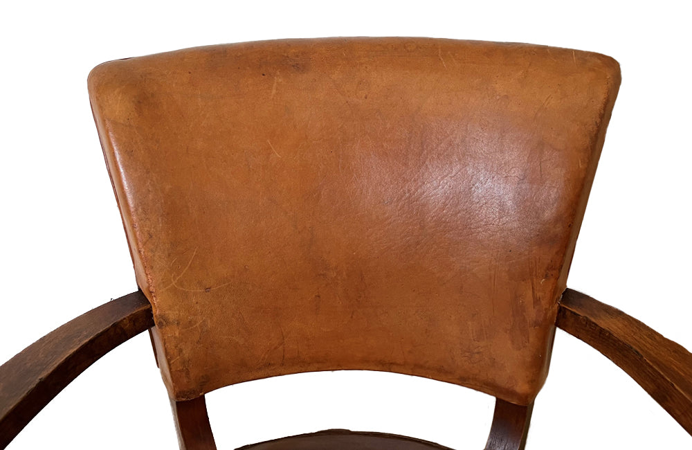 Pair Of French Vintage Leather Bridge Chairs - French Mid Century Furniture - Leather Chairs - Vintage Furniture - Armchairs - Mid Century Modern - Bridge Chairs - Office Chairs - Antique Shops Tetbury - adpsantiques - AD & PS Antiques
