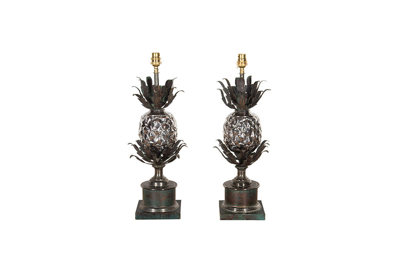 Pair of Italian Metal Pineapple Table Lamps - AD & PS Antiques - Mid Century Lighting - Vintage Table Lamps - Italian Lighting - Decorative Accessories - Pineapple Lamps - Decorative Lighting - Antique Shops Tetbury - adpsantiques - AD & PS Antiques