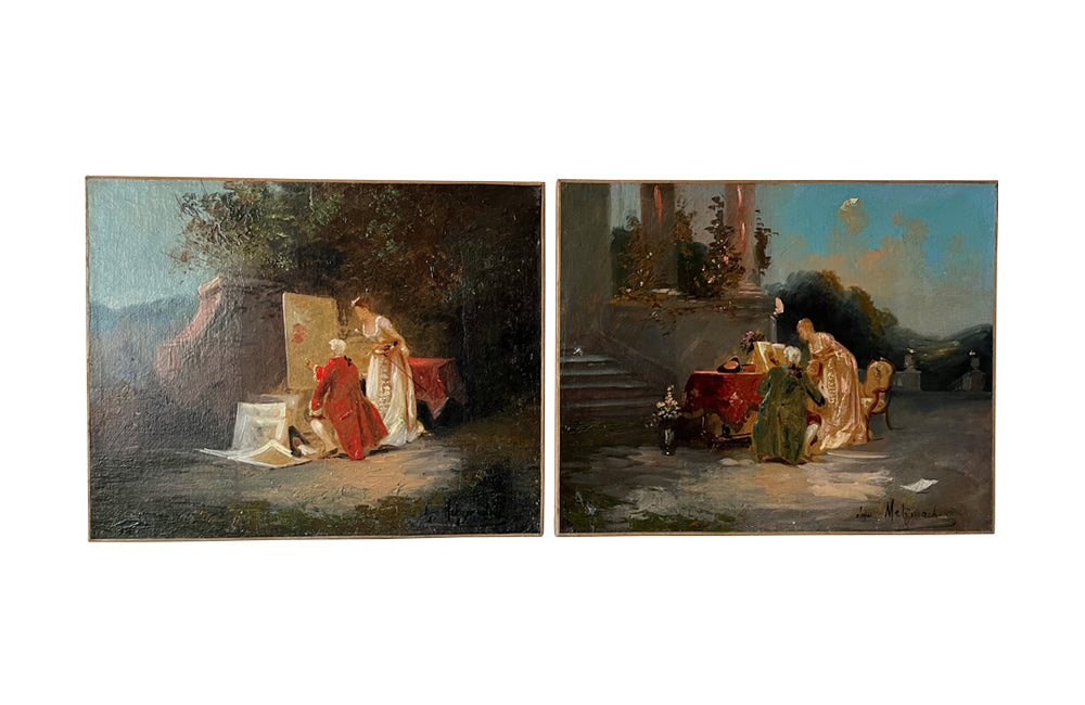 Pair Of Paintings After Metzmacher - French Decorative Antiques - Pair Of Paintings - Wall Art - Oil Paintings - Decorative Antiques - Art - Wall Decoration - Antique Shops Tetbury - adpsantiques - AD & PS Antiques