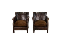 PAIR OF PETITE FRENCH LEATHER CLUB CHAIRS