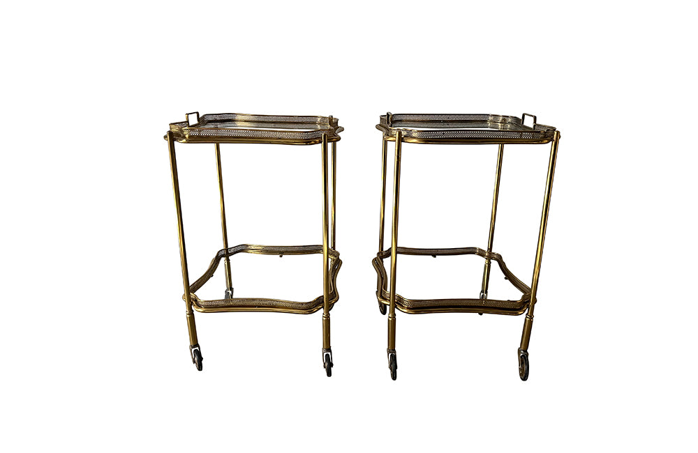 A Pair of French Brass Cocktail Trolleys - French Antique Furniture - Decorative Antiques - AD & PS Antiques