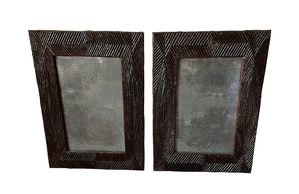 Pair Of Tramp Art Mirrors - Decorative Antiques - French Antique Mirror - Folk Art - Art Populaire Mirrors - Decorative Mirrors - Antique Mirrors - Decorative Mirrors - Wall Art - Antique Shops Tetbury - adpsantiques - AD & PS Antiques