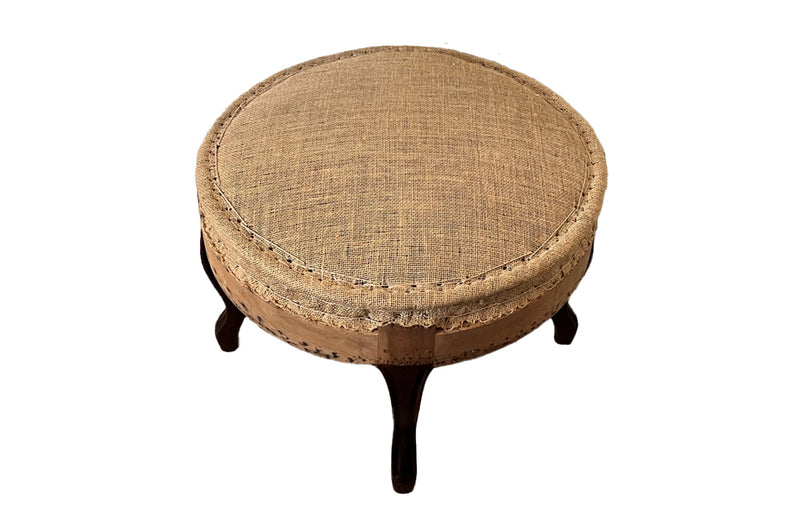 19th Century Round Walnut Stool - Antique Stool - French Antique Furniture - Antique Seating - Footstool - French Decorative Antiques - Round Stool - Antique Shops Tetbury - adpsantiques - AD & PS Antiques