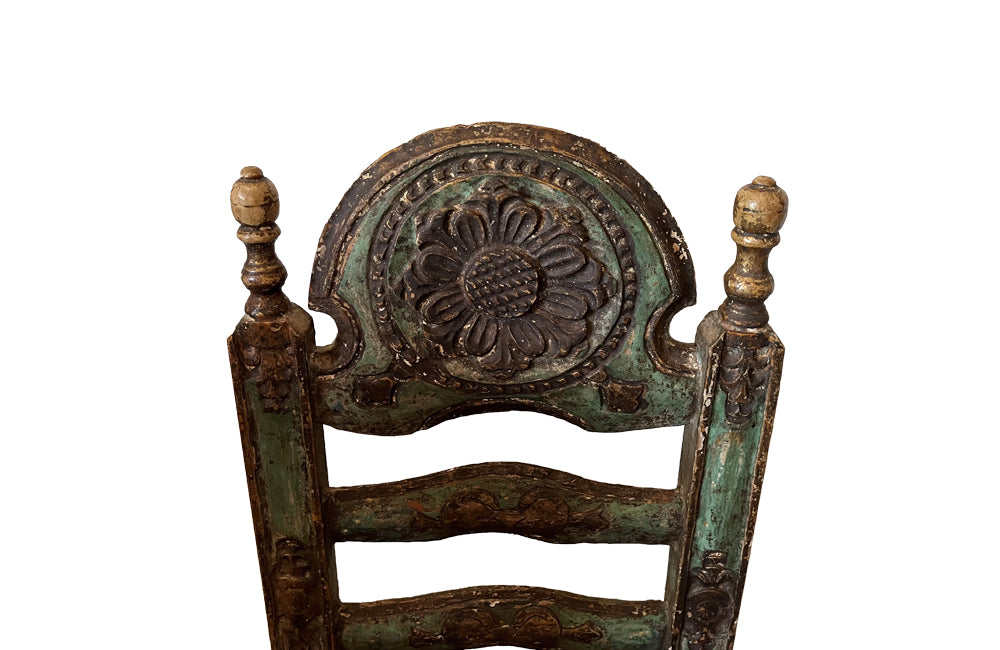 Set Of Six Catalonian Ladder Back Chairs - Spanish Polychrome Dining Chairs - Spanish Antique Furniture - Antique Dining Chairs - Dining Chairs - Antique Shops Tetbury - adpsantiques - AD & PS Antiques