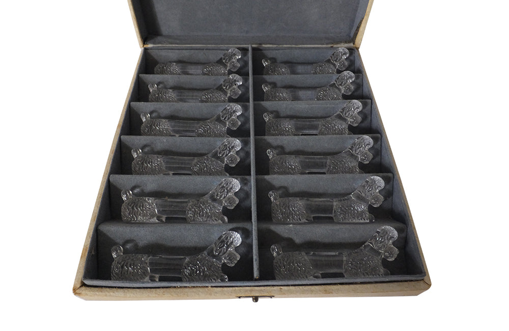 Set Of Twelve Glass Poodle Knife Rests - French Decorative Accessories - French Decorative Antiques - Knife Rests - Poodle - Antique Shops Tetbury - adpsantiques - AD & PS Antiques