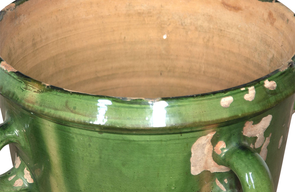 Set Of Three Large French Castelnaudary Planters - French Garden Antiques - Antique Garden Planters - Castelnaudary Pots - Green Glazed Pottery - French Decorative Antiques - Antique Shops Tetbury - Ceramics - AD & PS Antiques