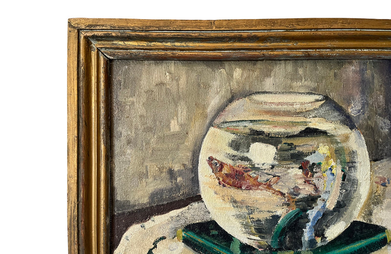 French Still Life Painting Of A Goldfish Bowl - French Decorative Antiques - French Art - French Paintings - Still Life Paintings - Modern Art - Wall Art - Wall Decoration - Fish Art - Antique Shops Tetbury - adpsantiques - AD & PS Antiques